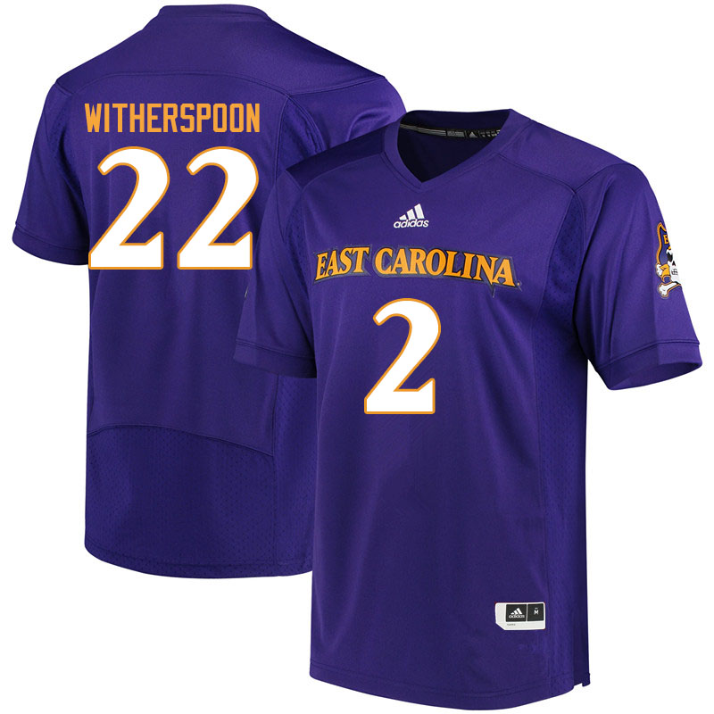 Men #2 Michael Witherspoon ECU Pirates College Football Jerseys Sale-Purple